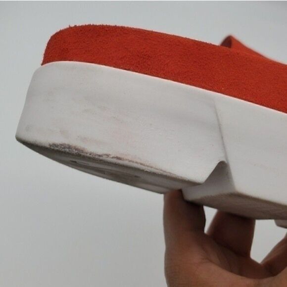 𝅺STUART WEITZMAN Landslide Suede Slide Sandals Red Orange Size 6M - Picture 7 of 11
